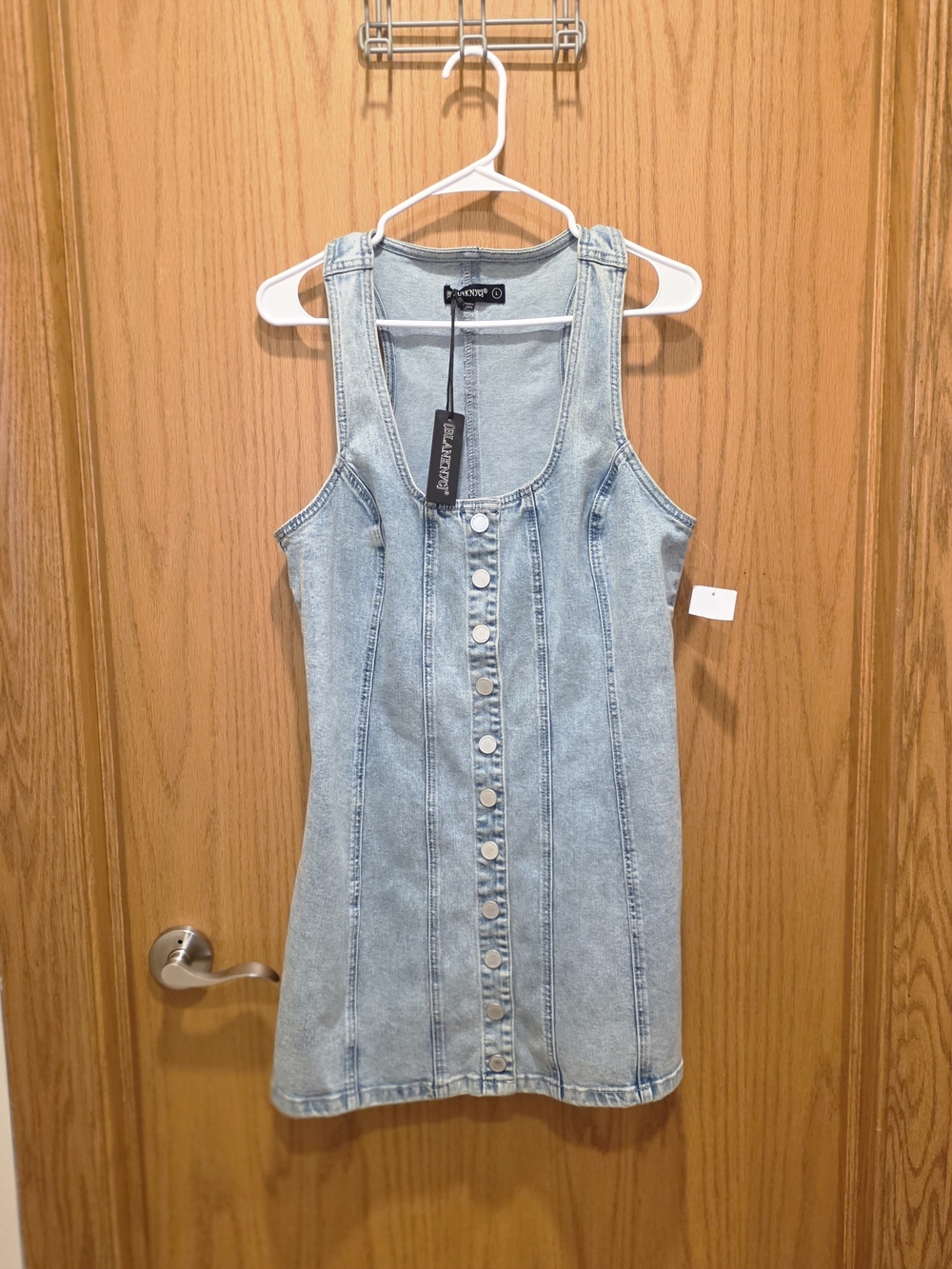 Blank NYC Light Wash Denim Button-Front Mini Dress